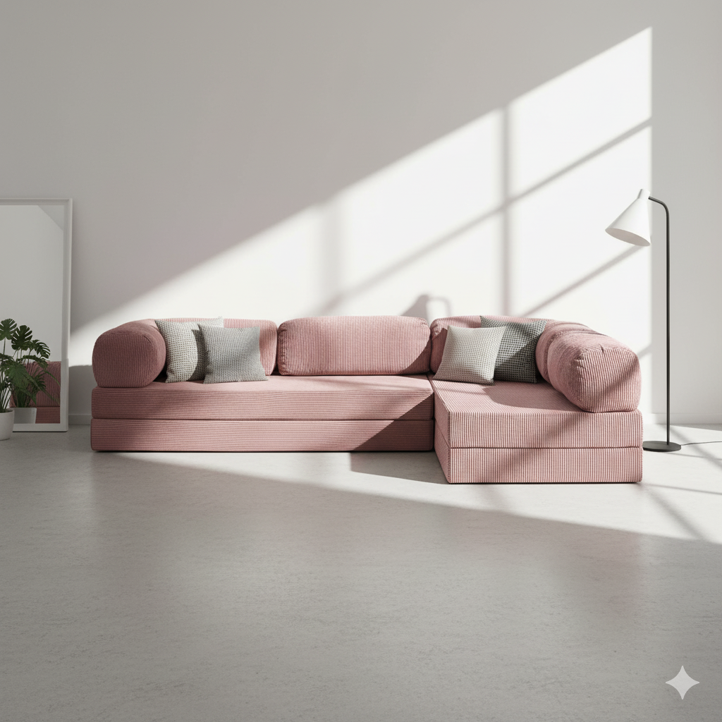 Modu Open Corner Sofa - Blush Pink